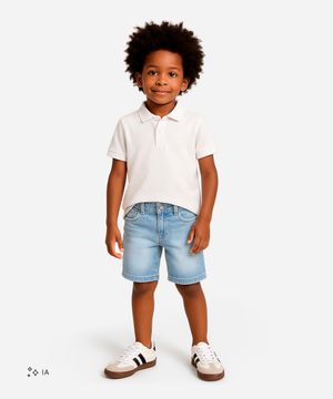 bermuda jeans infantil com bolso azul