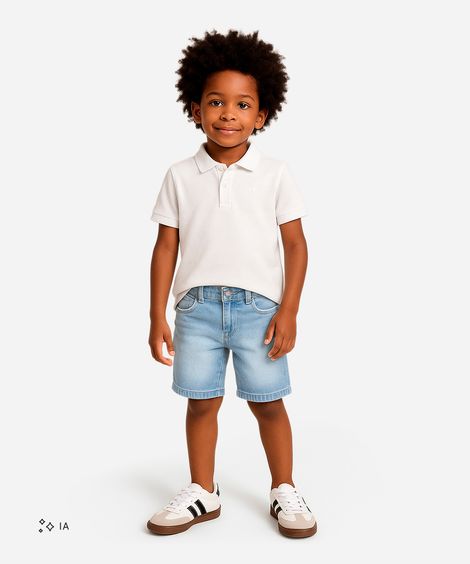 bermuda jeans infantil com bolso azul