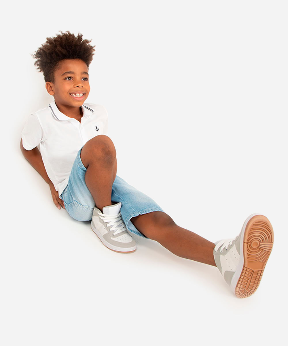 bermuda jeans infantil com bolso azul