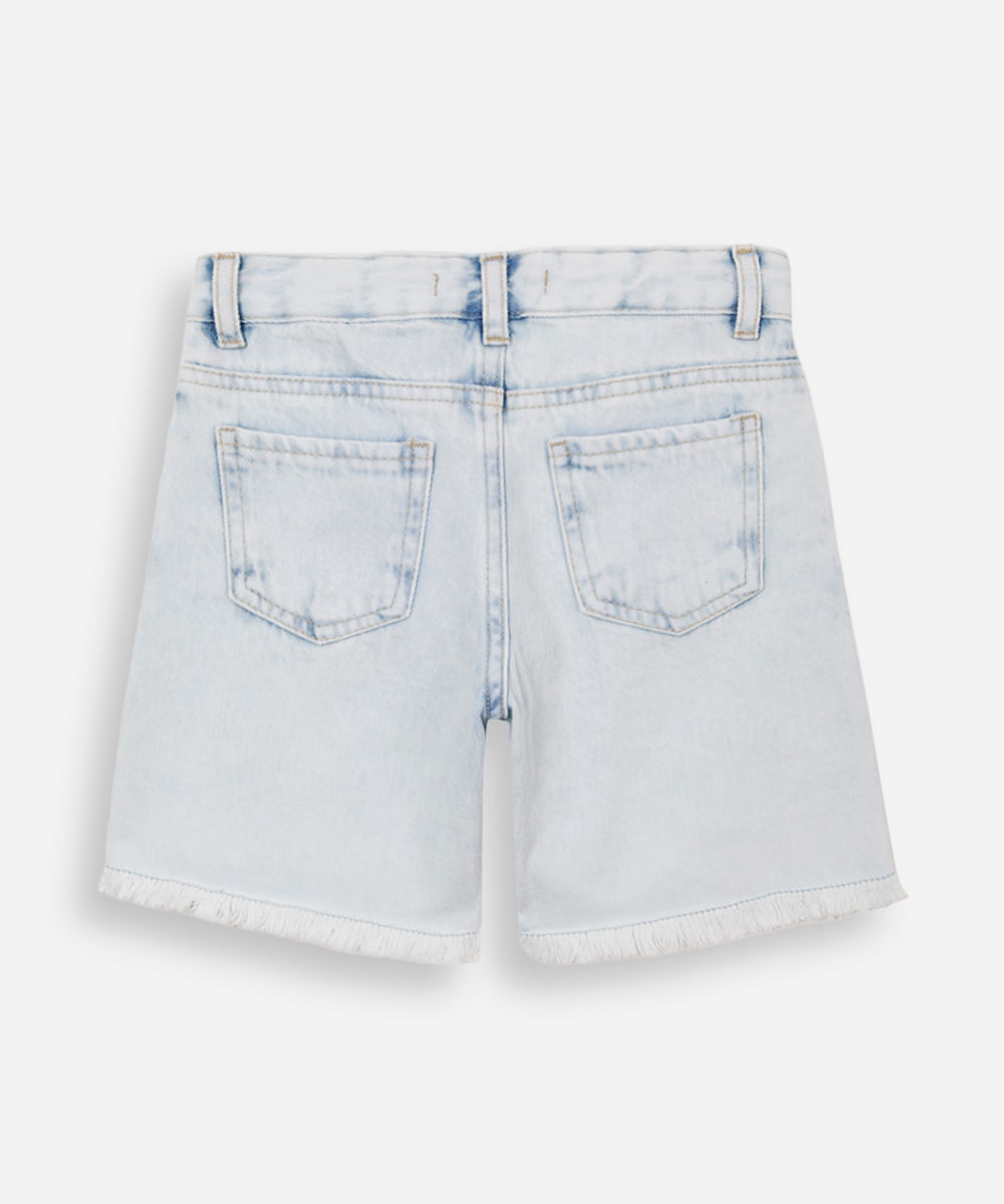 short mom infantil jeans floral - jeans claro