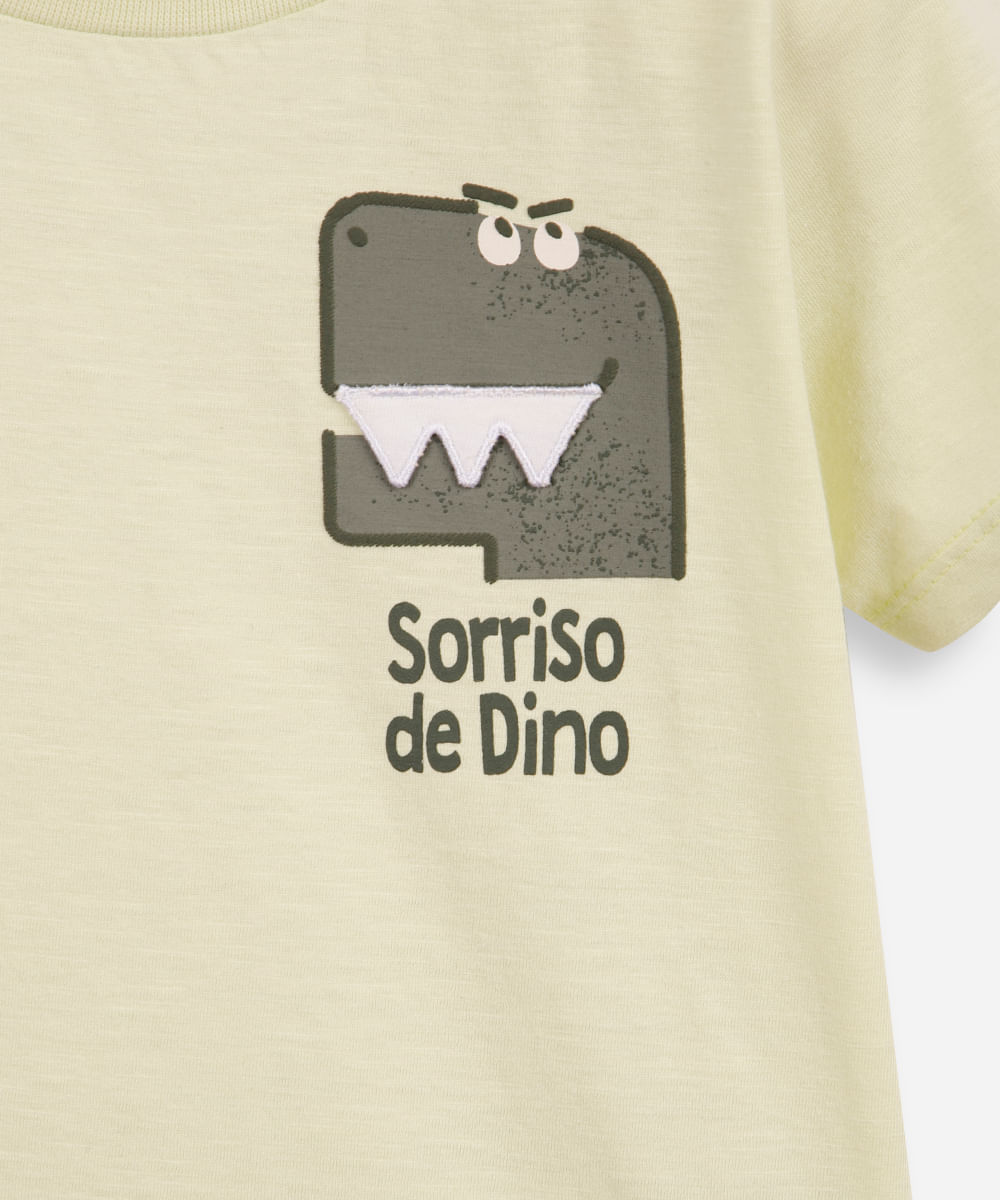 camiseta infantil estampa interativo dino verde