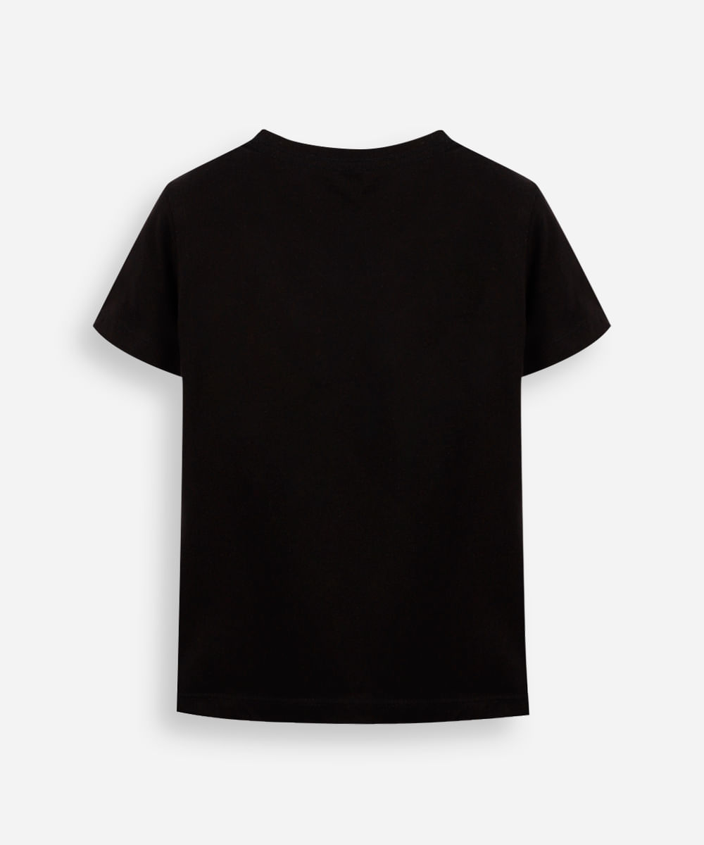 camiseta de algodão infantil listrada preta
