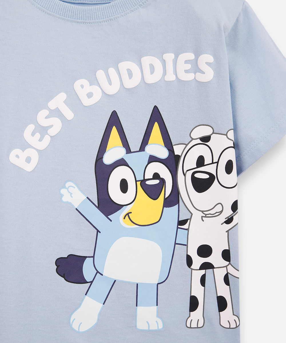 camiseta infantil de algodão bluey azul