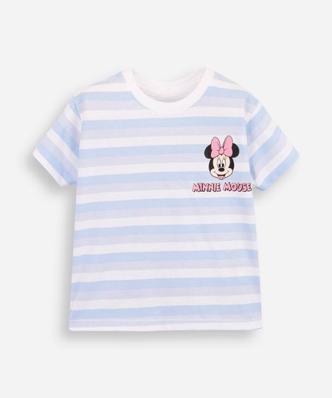 camiseta infantil listra minnie colorido