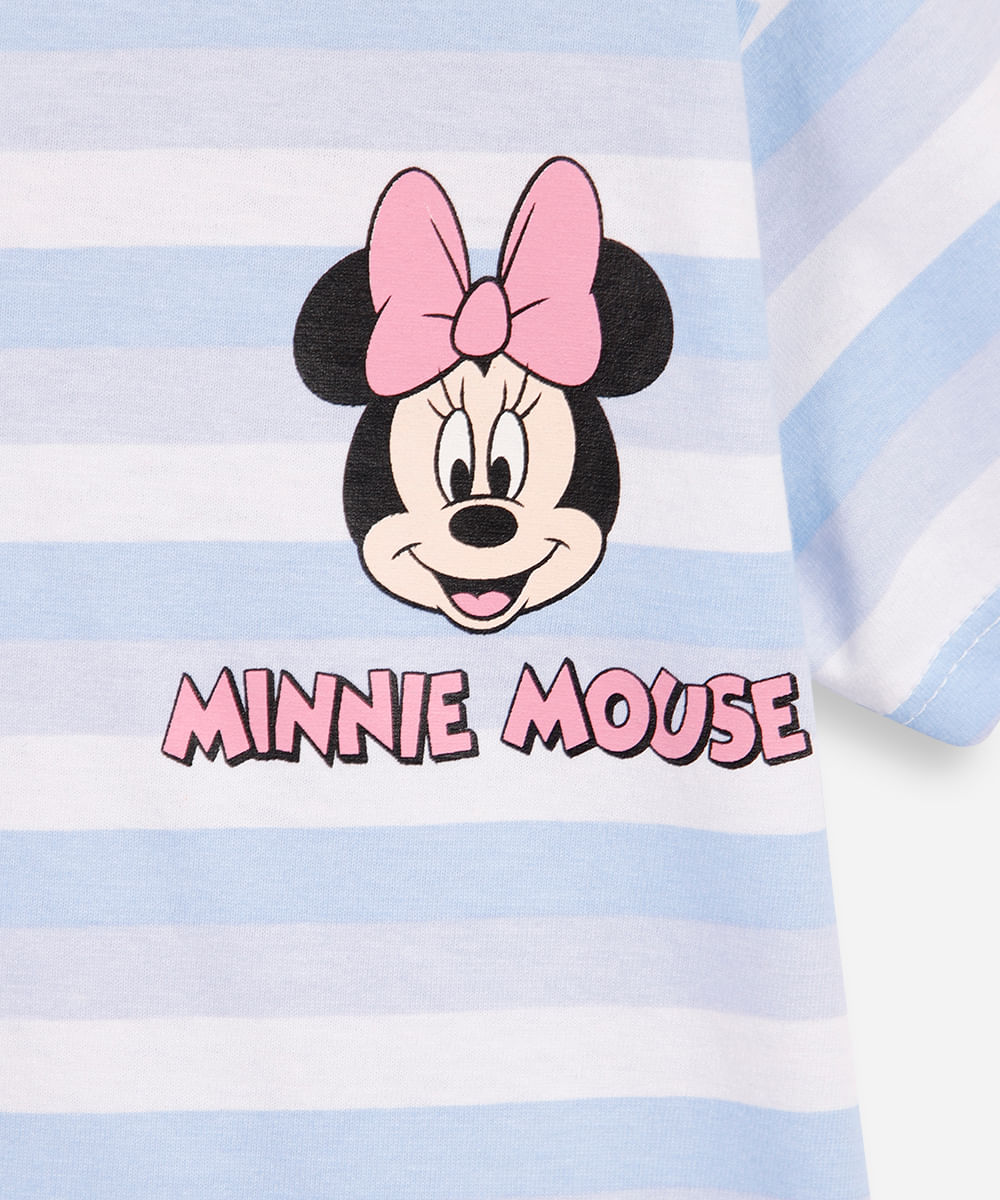 camiseta infantil listra minnie colorido