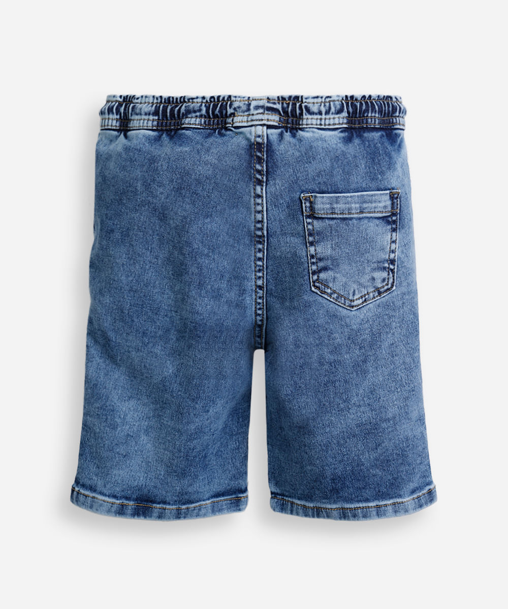 bermuda jeans infantil cós com elástico azul
