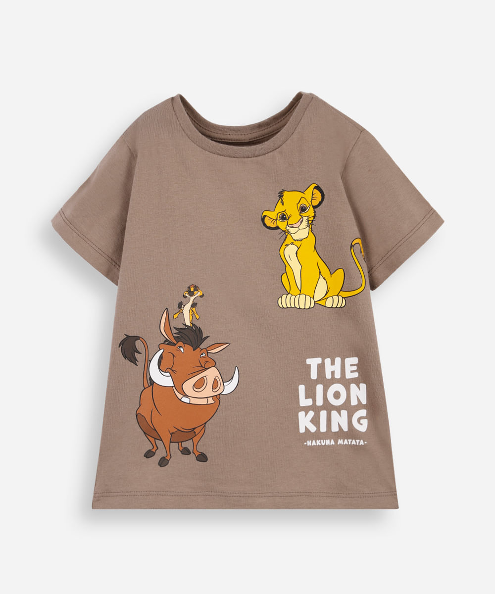 Camiseta infantil simba hakuna matata bege