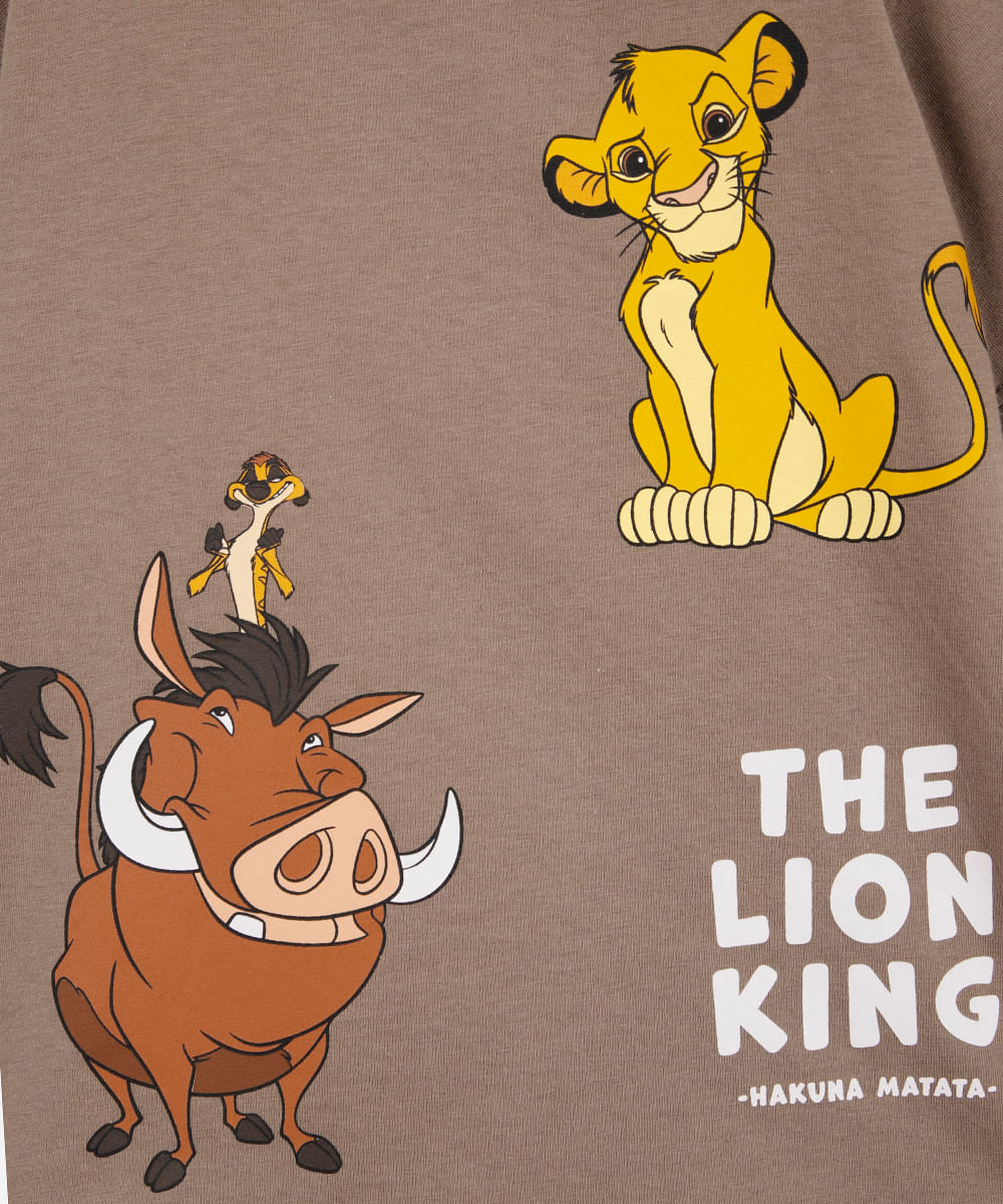 Camiseta infantil simba hakuna matata bege