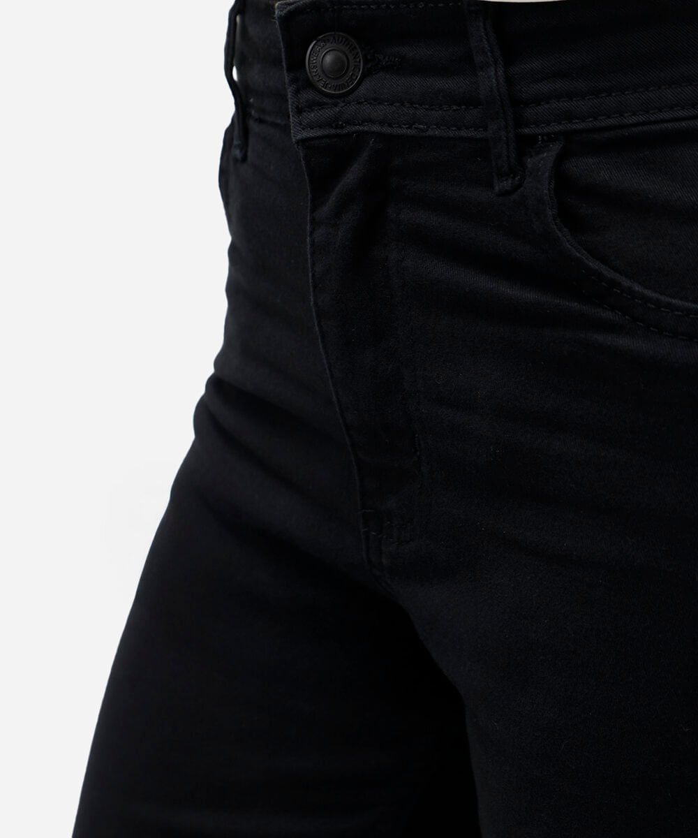 calça flare de sarja cintura alta preta - preto