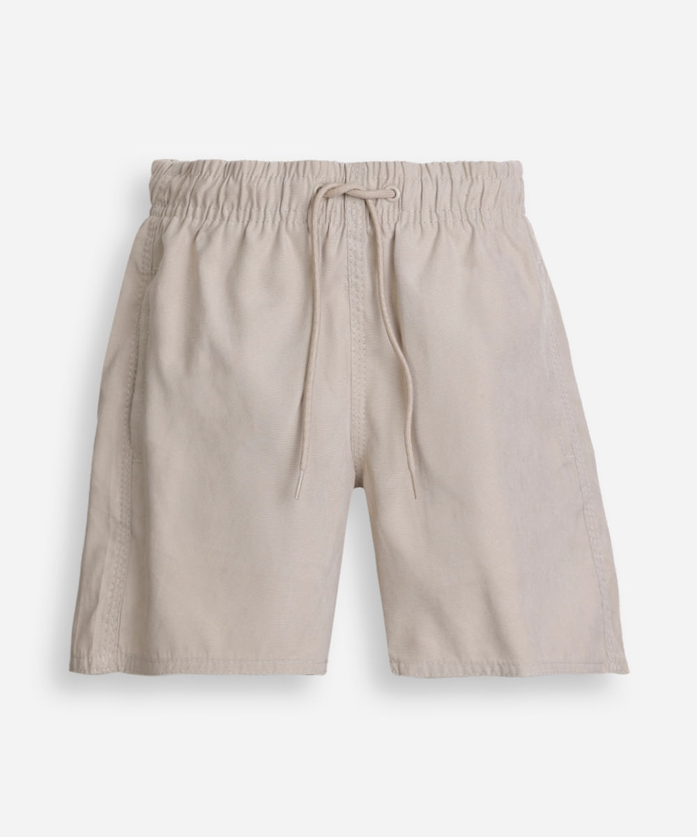 bermuda infantil com elástico e cordão bege