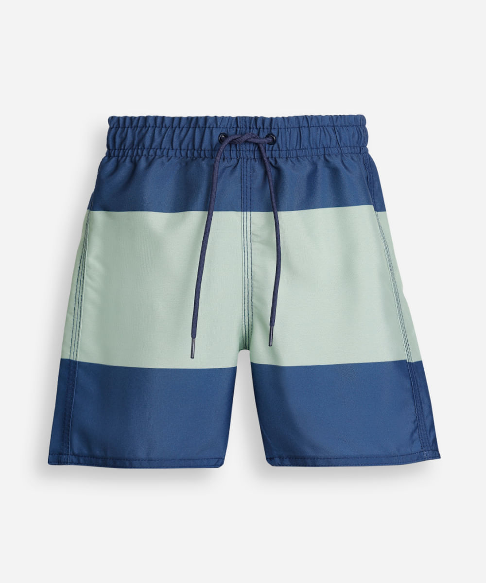 short boardshort infantil cós elástico listrado colorido