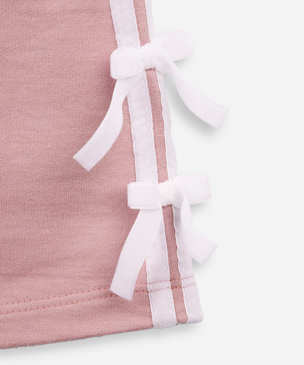vestido infantil de algodão angel com listras e laços rosa