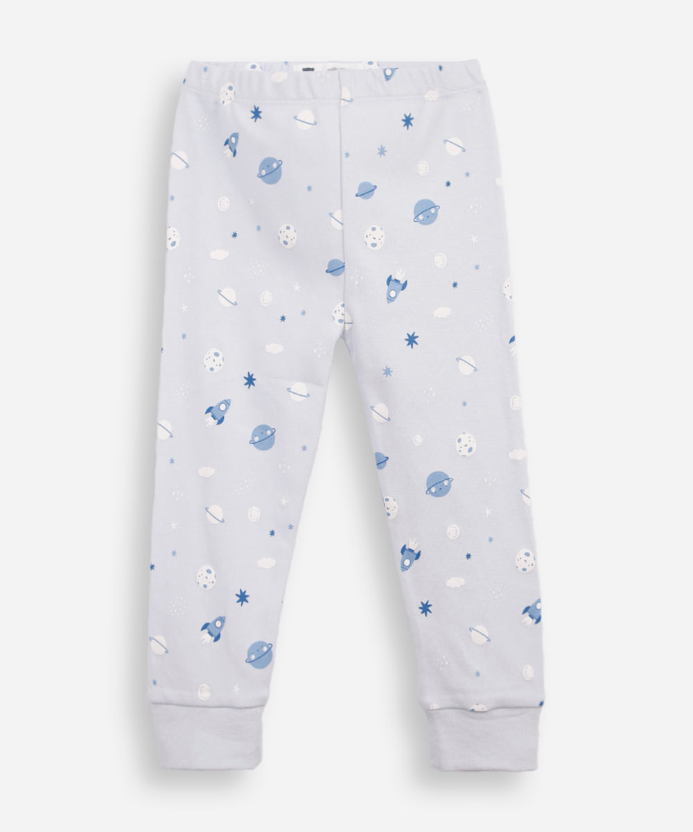 conjunto body e calça baby algodão manga curta planeta azul