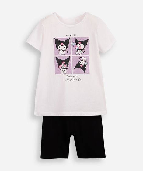 conjunto infantil pop kuromi off white