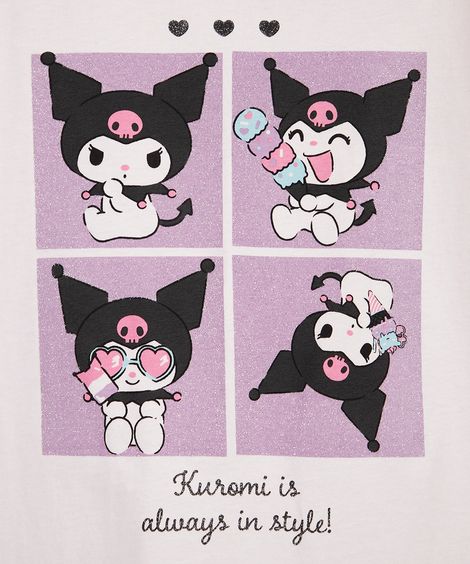 conjunto infantil pop kuromi off white