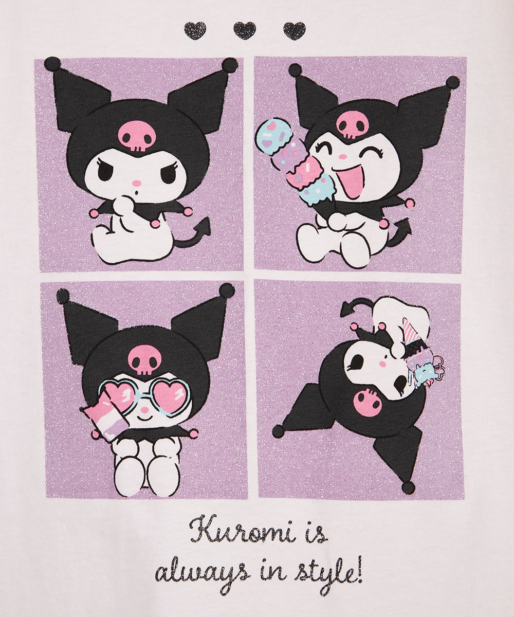 conjunto infantil pop kuromi off white