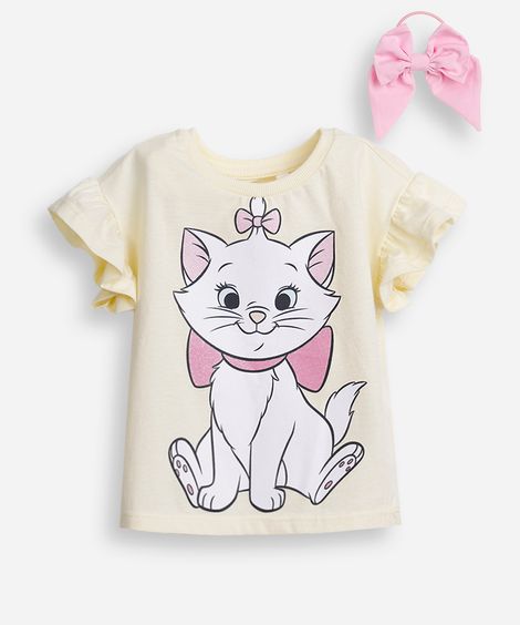 camiseta feminina marie laço com scrunchie amarela