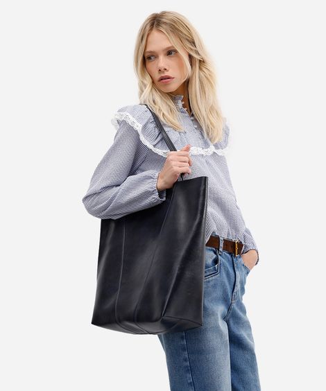 bolsa shopper com recortes azul