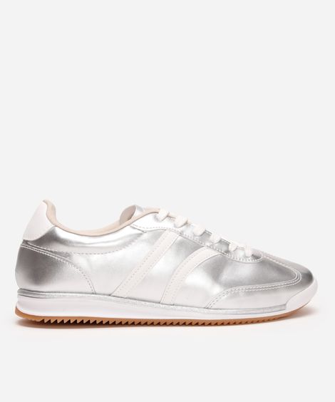 tênis casual com recortes ace prateado