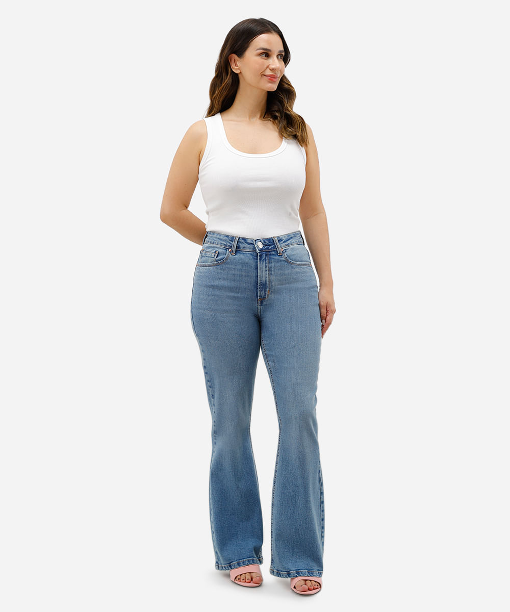 calça flare petit feminina jeans azul