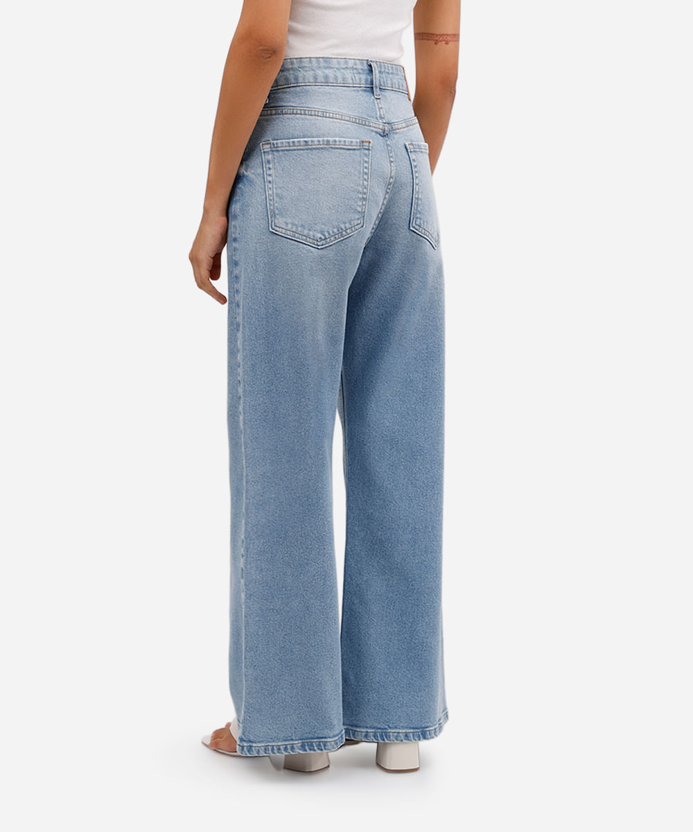 calça wide leg petit feminina jeans azul