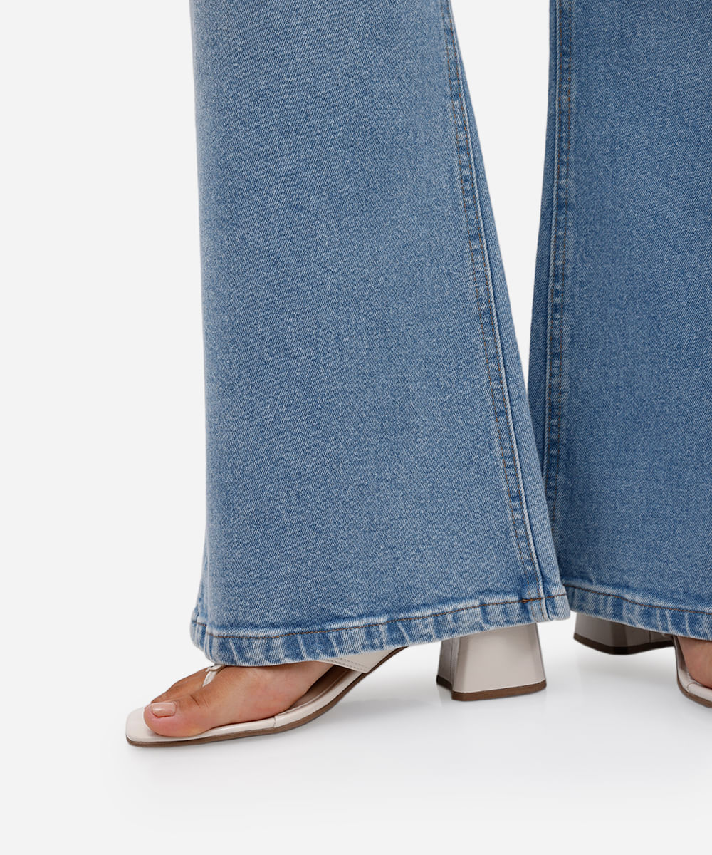 calça wide leg petit feminina jeans azul