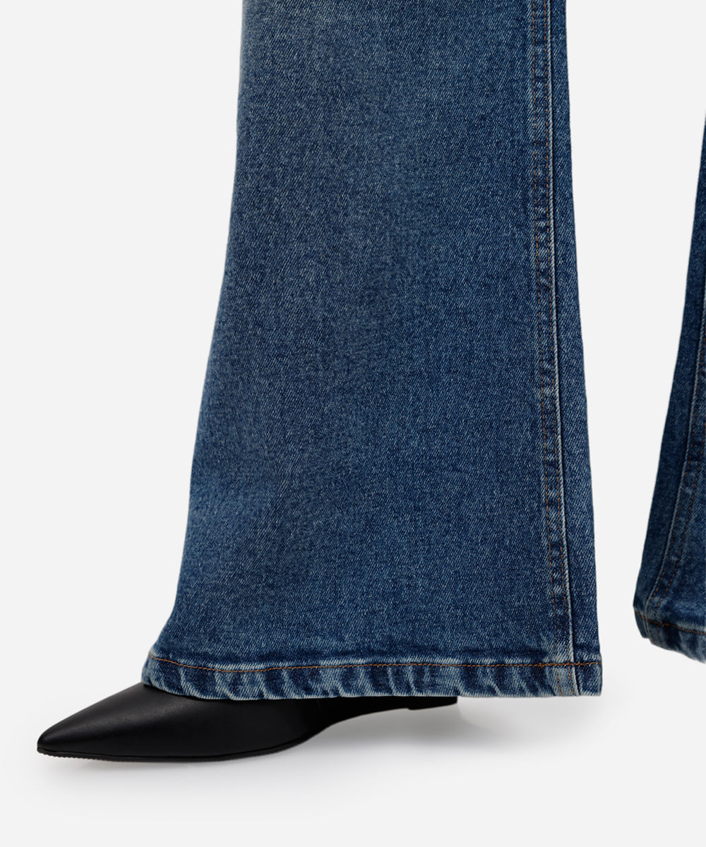 calça wide leg petit feminina jeans cintura alta azul