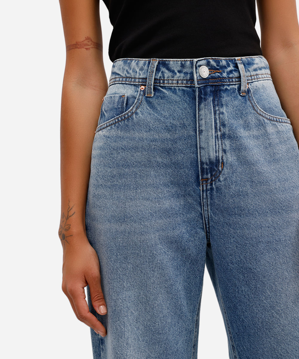 calça wide leg petit feminina jeans azul