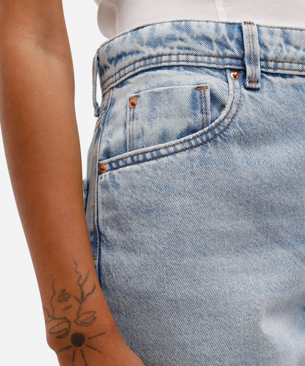calça wide leg petit feminina jeans cintura alta azul