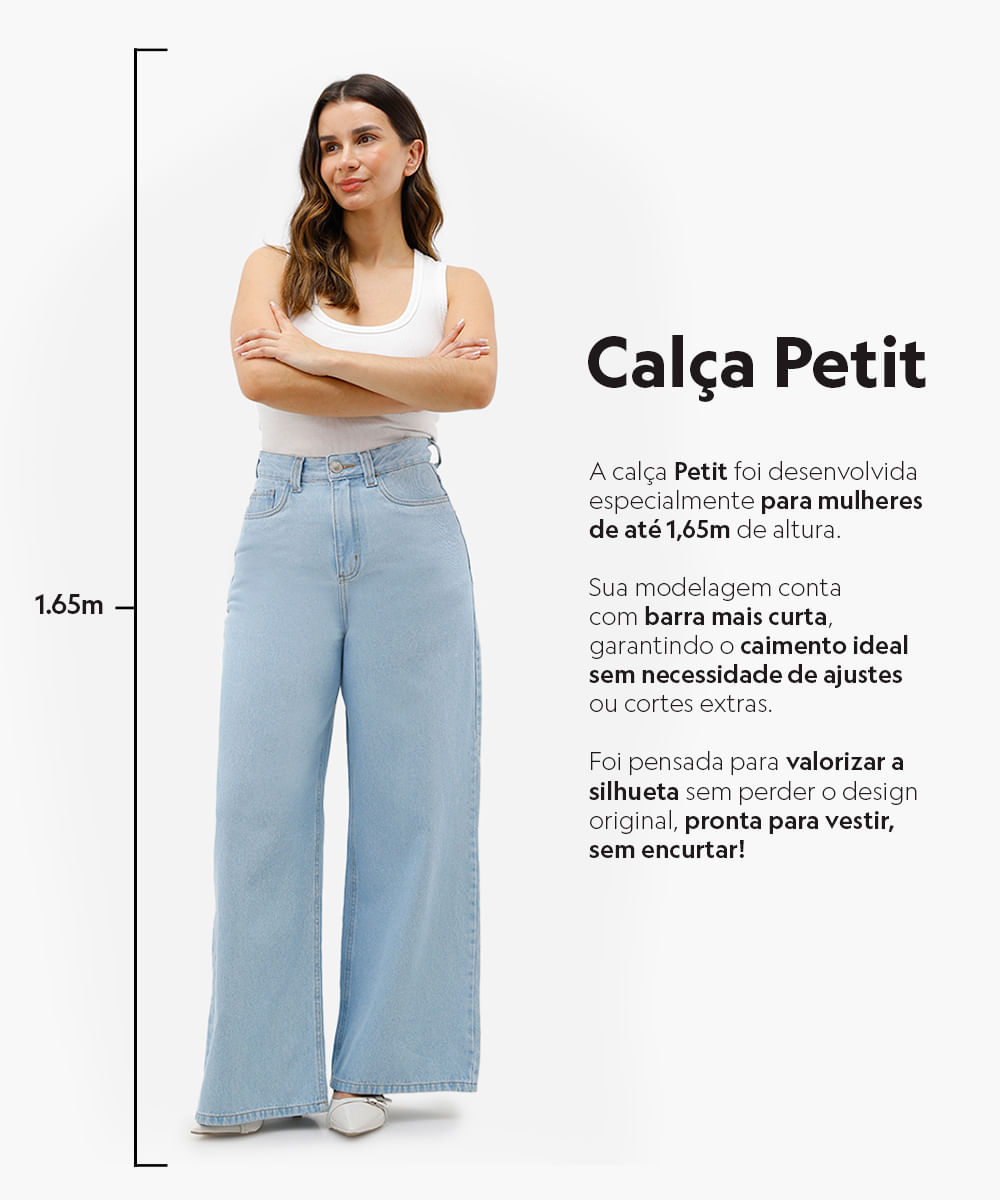 calça reta petit feminina jeans cintura média sawary azul
