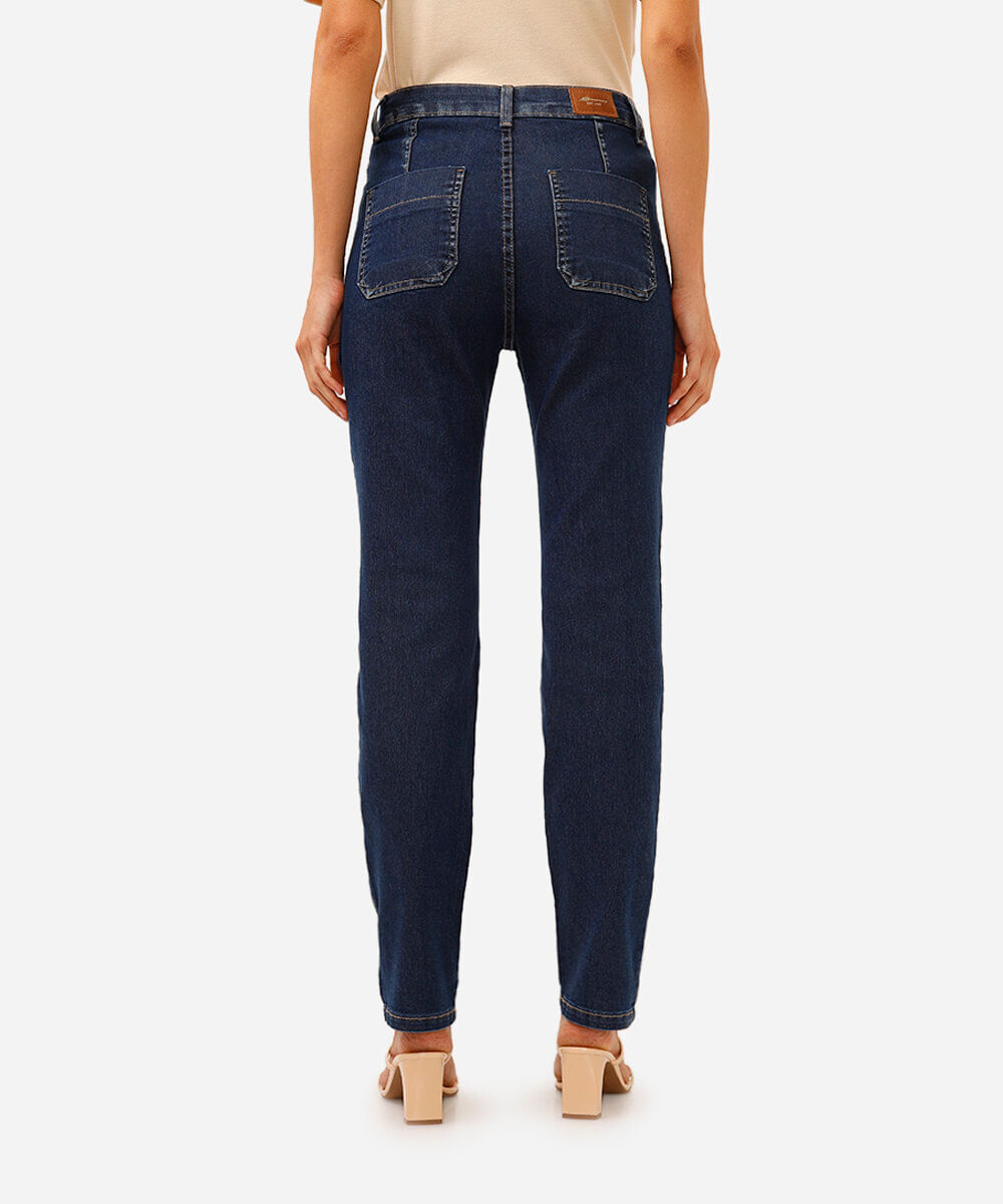 calça reta petit feminina jeans cintura alta sawary azul
