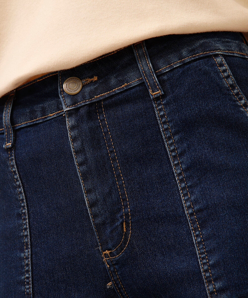 calça reta petit feminina jeans cintura alta sawary azul
