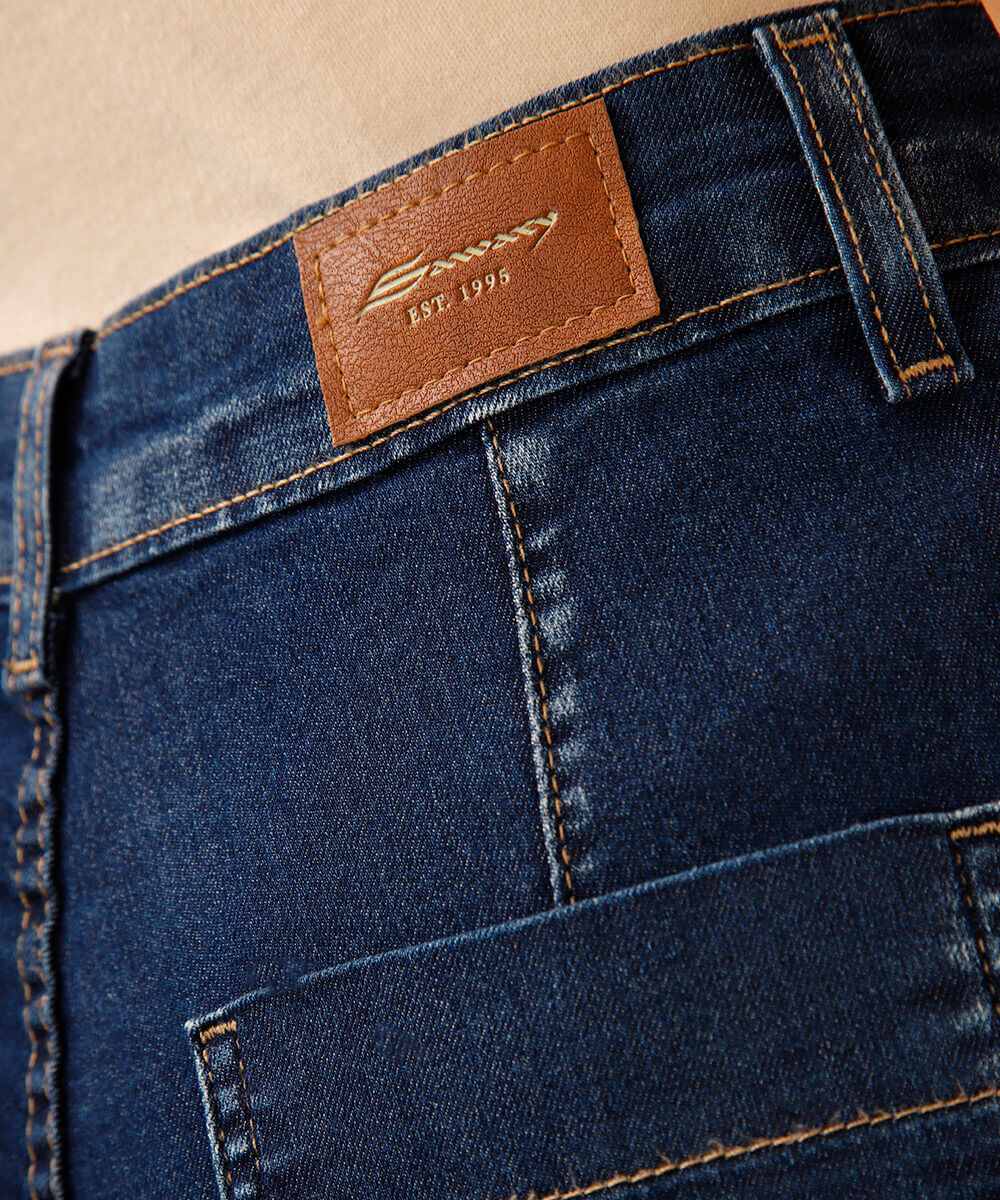 calça reta petit feminina jeans cintura alta sawary azul