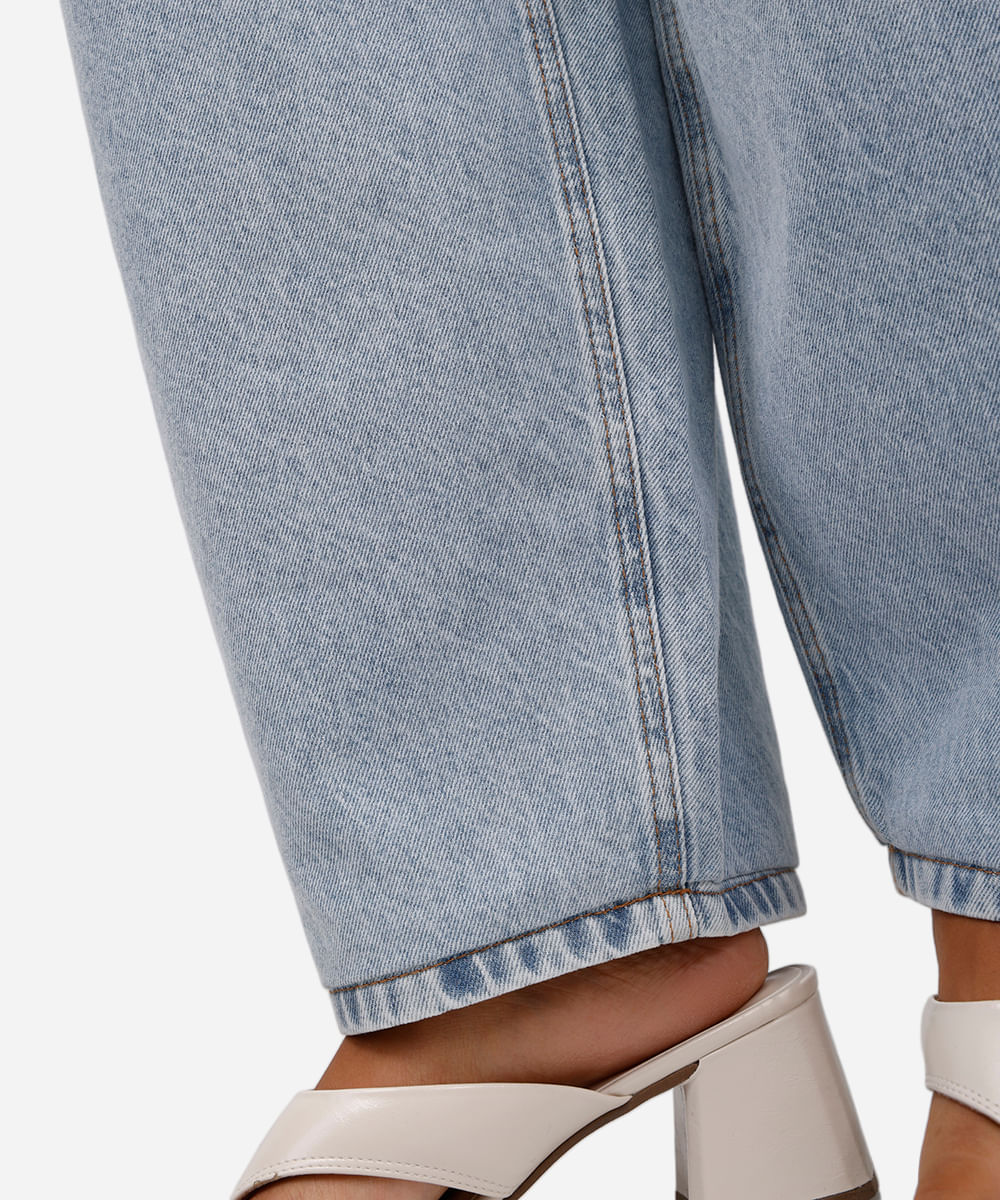 calça baggy petit feminina jeans cintura regulável azul