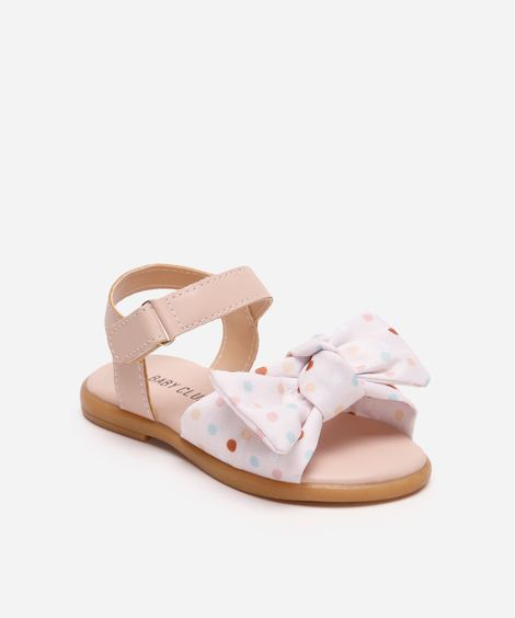 sandália infantil poá com laço