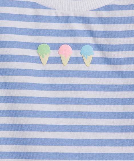 conjunto infantil blusa listrada azul