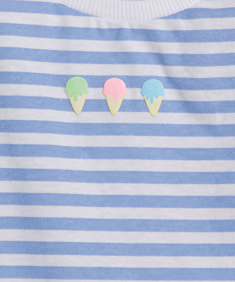 conjunto infantil blusa listrada azul