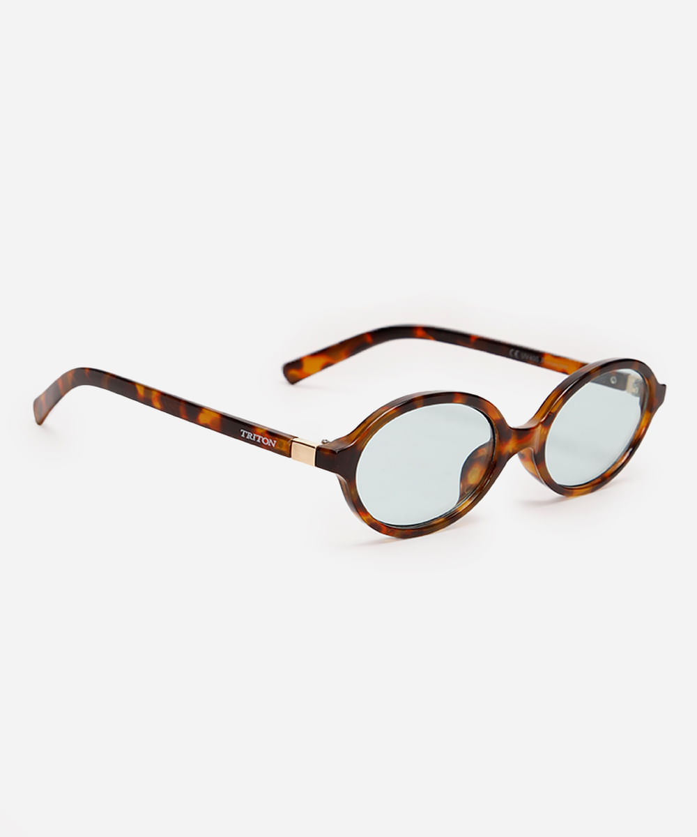 óculos de sol oval tartaruga triton marrom