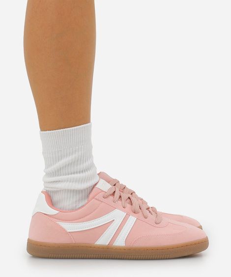 tênis bossa com recortes bicolor rosa