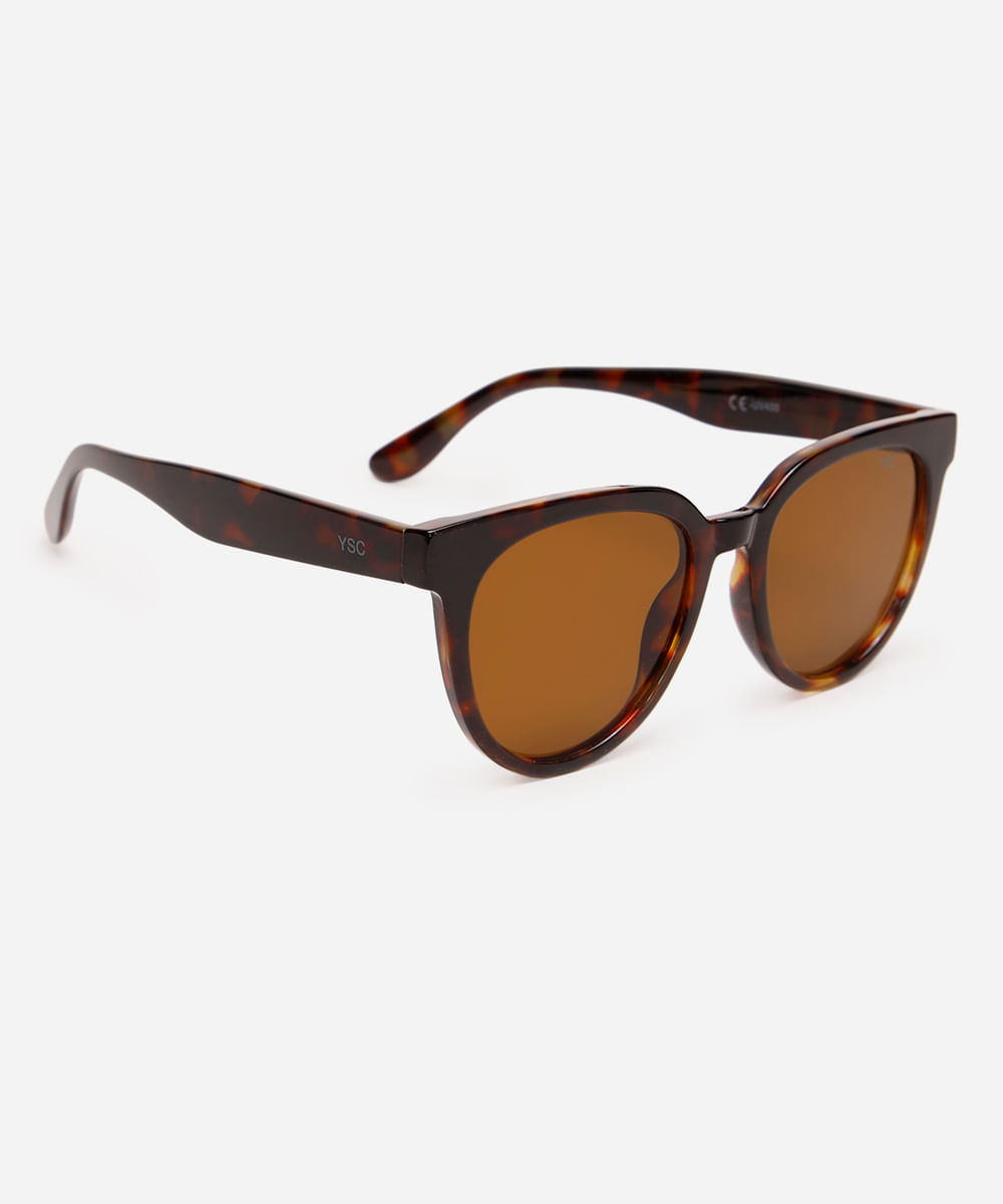 óculos de sol oval tartaruga feminino - multicor