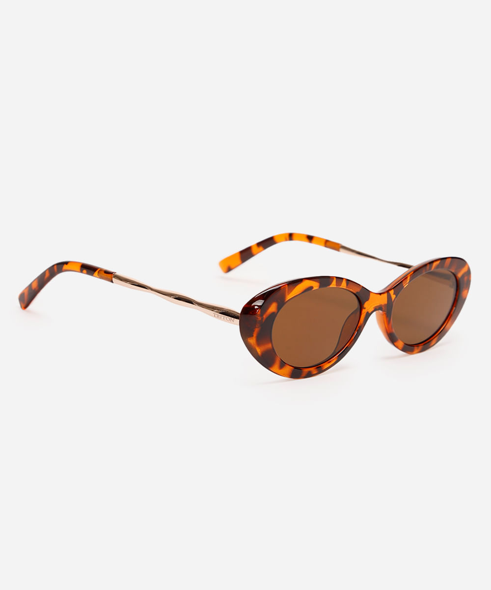óculos de sol oval tartaruga triton marrom