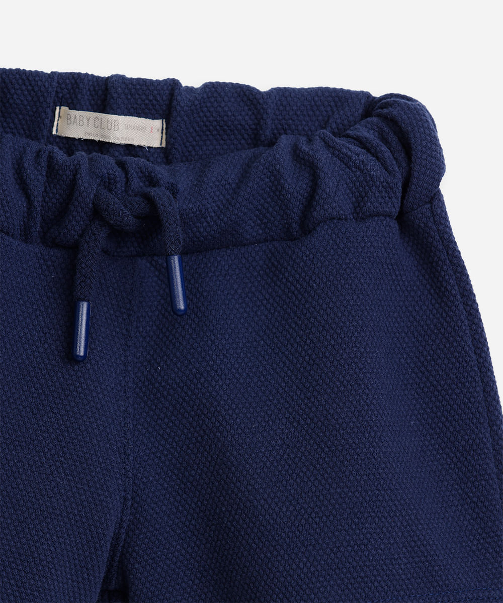conjunto infantil polo e shorts texturizado azul