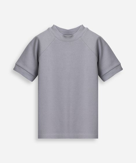 camiseta infantil slim raglan  cinza