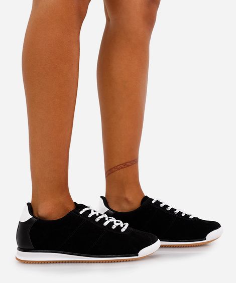 tênis feminino jogging chuteira camurça ace preto