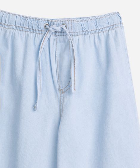 calça wide leg infantil jeans cós elástico azul