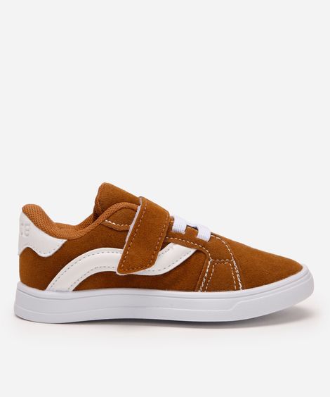 tênis baby com velcro marrom