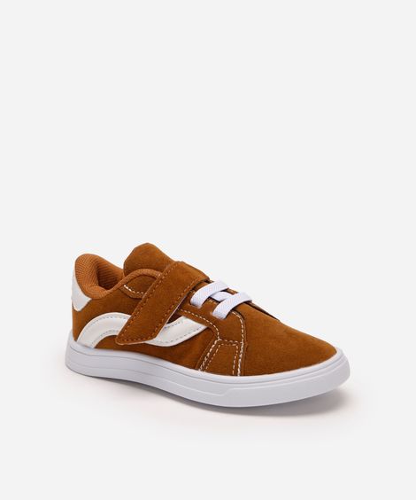 tênis baby com velcro marrom