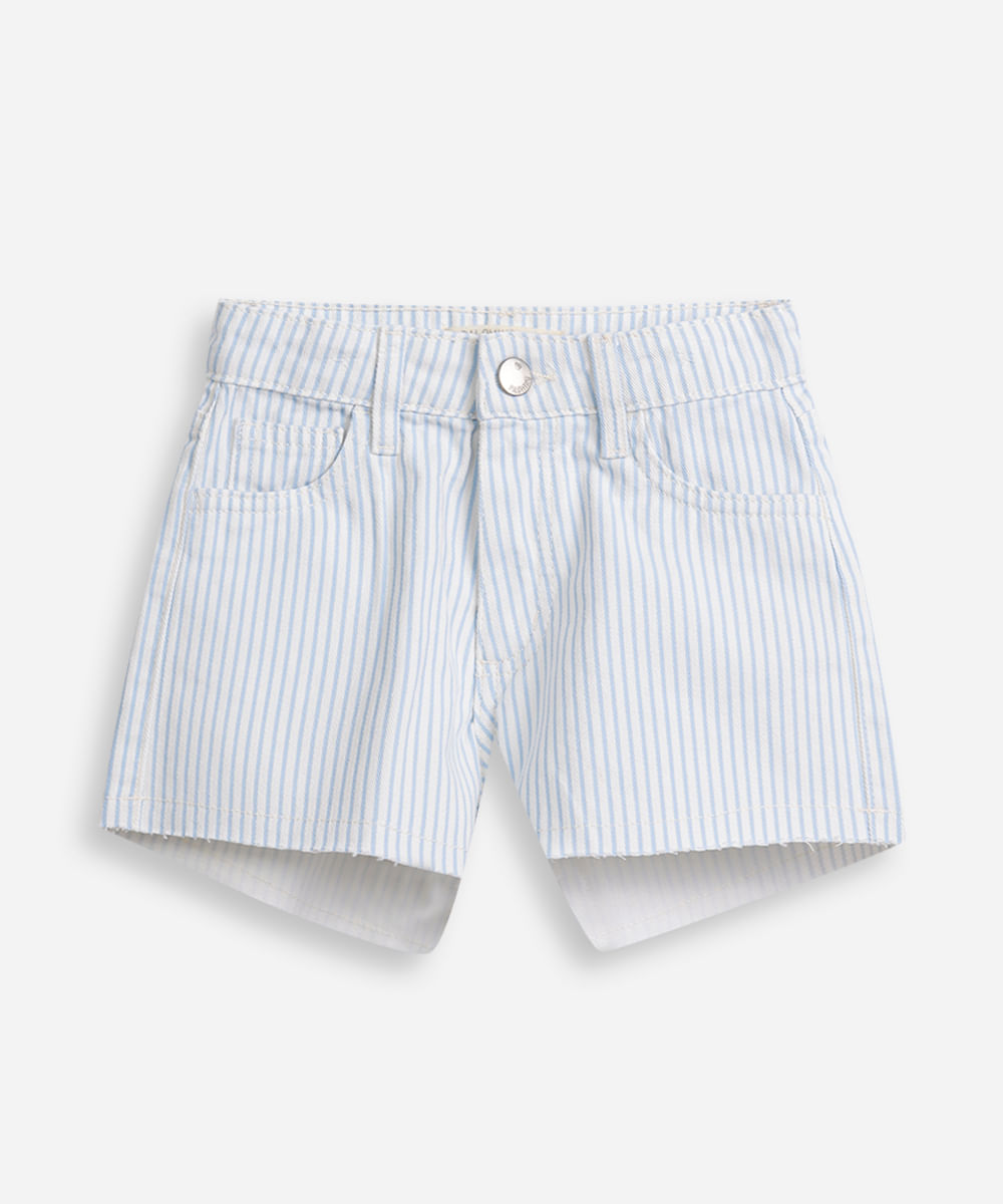 short infantil jeans listrado azul