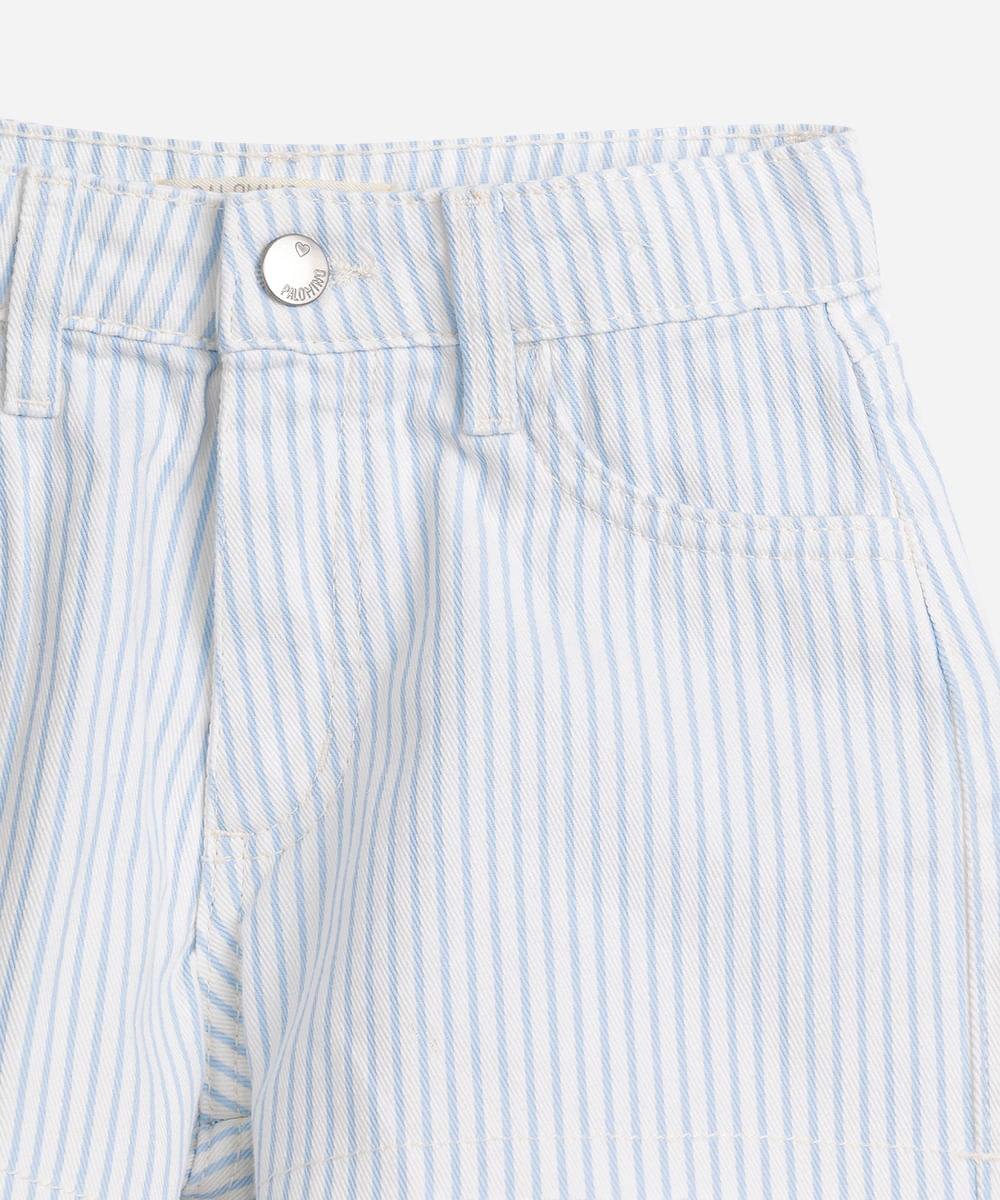 short infantil jeans listrado azul
