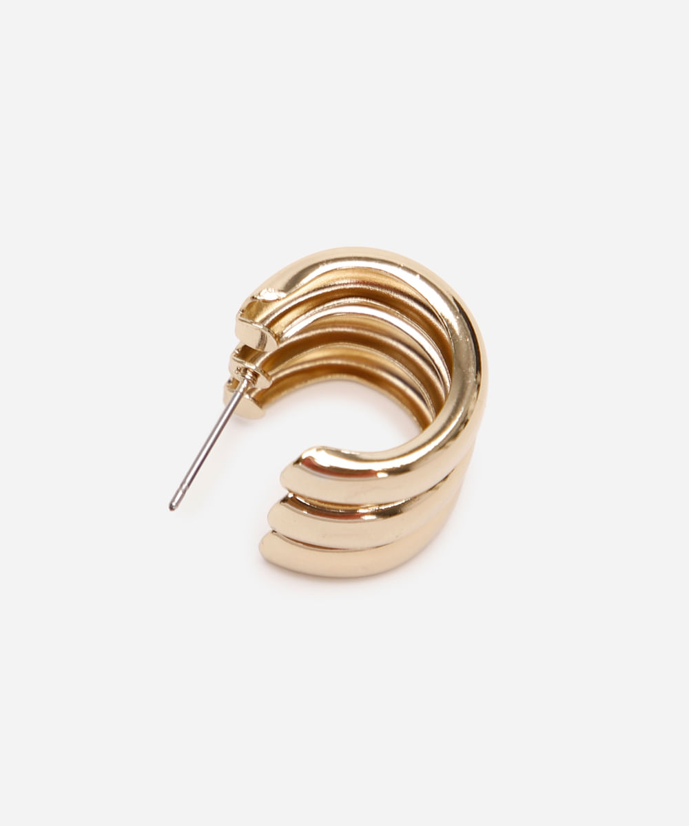 brinco argola canelado dourado